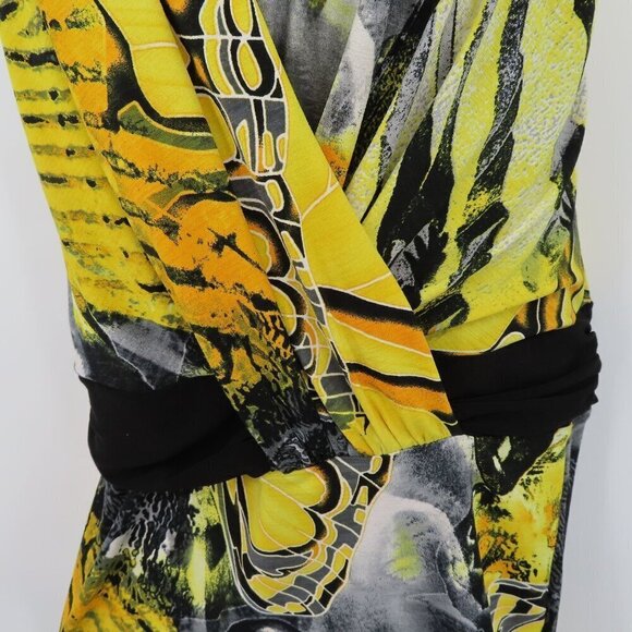 Cache Women Small Yellow Black Butterfly Wing Print Halter Dress Y2K 90s 2000s - Picture 3 of 11